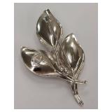 Vintage Danecraft Sterling Silver Leaf Brooch Pin