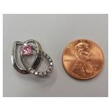 Sterling Silver Pendant With Pink Gemstone 