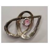 Sterling Silver Pendant With Pink Gemstone 