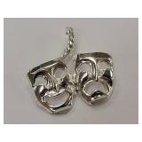 Beau Sterling SIlver VTG Comedy Tragedy Masks Pendant