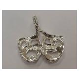 Beau Sterling SIlver VTG Comedy Tragedy Masks Pendant