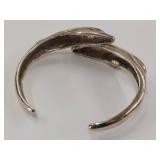 Vintage 925 Sterling Silver Mexican Dolphin Cuff Bracelet