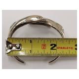 Vintage 925 Sterling Silver Mexican Dolphin Cuff Bracelet