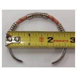 Vintage Southwest Sterling Silver Leather Bangle Bracelet