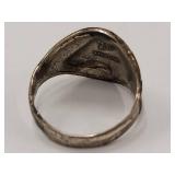 Vintage Sterling Silver Horse Head Engraved Ring
