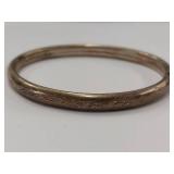 Vintage Sterling Silver Engraved Floral Bangle Bracelet