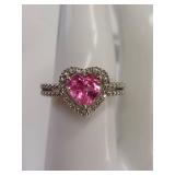Sterling Silver Heart Pink Gemstone Ring 925