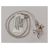 Sterling Silver Floral Necklace 1/10 CT TW Diamonds