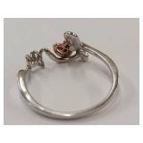10K Rose Gold & Sterling Silver "Love" Ring Set with Diamond Size 8.5