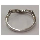 Sterling Silver Wave Ring with Clear Gemstone Accents