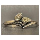 Vintage Sterling Silver Nature-Inspired Leaf & Berry Ring