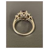 Elegant Sterling Silver Ring with Pink Gemstones Size 9.25