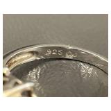 Elegant Sterling Silver Ring with Pink Gemstones Size 9.25