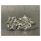 Elegant Sterling Silver Cluster Stone Ring 3.18g