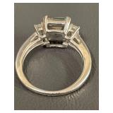 Sterling Silver Elegant Multi-Stone Ring with Emerald-Cut Center Stone
