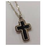 Vintage Sterling Silver Cross Necklace