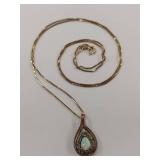 14k Gold Chain with Opal Pendant (Pendant is Not Gold)