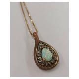14k Gold Chain with Opal Pendant (Pendant is Not Gold)