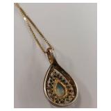 14k Gold Chain with Opal Pendant (Pendant is Not Gold)