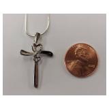 Sterling Silver Heart Cross Necklace