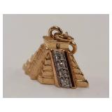 MEDA Sterling Silver Chichen Itza Golden Pyramid Pendant Charm