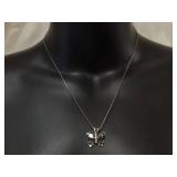 Sterling Silver Butterfly Iridescent Stone Necklace
