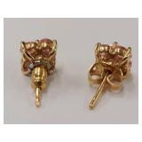Gold-Tone Pink Crystal Stud Earrings