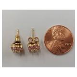Gold-Tone Pink Crystal Stud Earrings