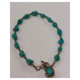 Vintage Turquoise Bead & Pendant Charm Bracelet