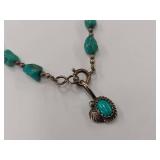 Vintage Turquoise Bead & Pendant Charm Bracelet