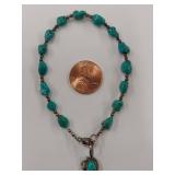 Vintage Turquoise Bead & Pendant Charm Bracelet