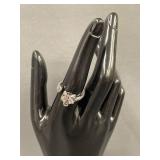 Cat-Inspired Sterling Silver Cocktail Ring with Clear Gemstone