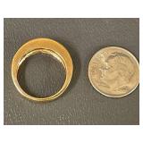 Gold-tone Sterling Silver Band Ring with Baguette Stones