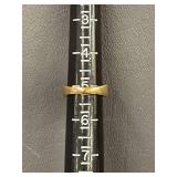 Gold-tone Sterling Silver Band Ring with Baguette Stones