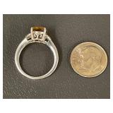 Sterling Silver Ring with Yellow Gemstone