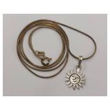 Sterling Silver Sun Pendant Necklace