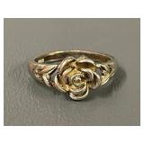 Vintage Sterling Silver Rose Design Ring