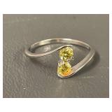 Sterling Silver Ring with Yellow Gemstones