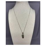 Sterling Silver 925 Feather Pendant Opal Inlays 925 Italy