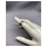 Vintage Sterling Silver 925 Turquoise Inlay Ring Size 3