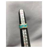 Vintage Sterling Silver 925 Turquoise Inlay Ring Size 3