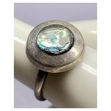 Vintage Sterling Silver 925 Abalone Ring Mexico Size 4.75
