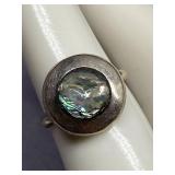 Vintage Sterling Silver 925 Abalone Ring Mexico Size 4.75