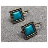 Vintage 925 Sterling Silver Turquoise Earrings
