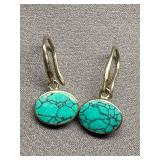 Elegant Turquoise 925 Sterling Silver Drop Earrings