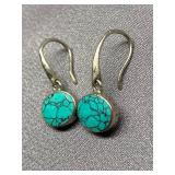 Elegant Turquoise 925 Sterling Silver Drop Earrings