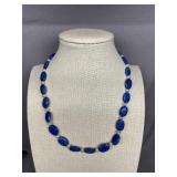 Lapis Lazuli and Pearl Necklace with Sterling Silver 925 Clasp