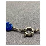 Lapis Lazuli and Pearl Necklace with Sterling Silver 925 Clasp