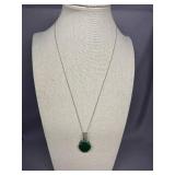 Sterling Silver 925 Wire Wrapped Green Gemstone Necklace