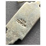 Vintage Mexican .925 Sterling Silver Blue Stone Pendant Necklace